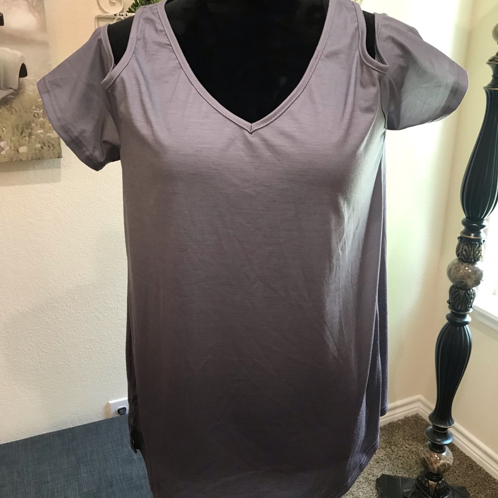 SHEIN Gray Cut Out T-Shirt Blouse
